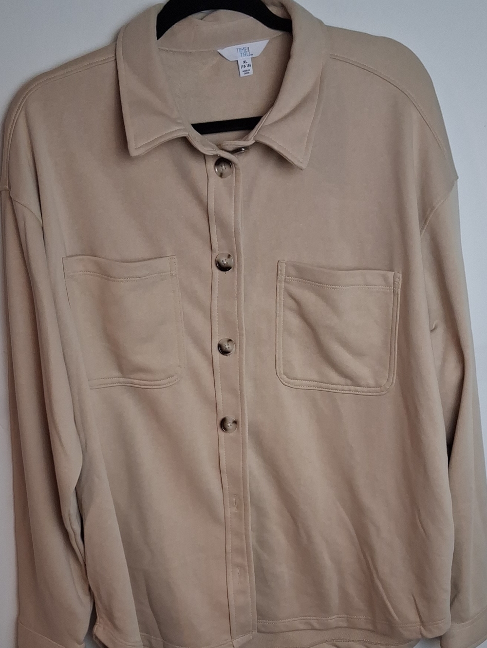 Time and Tru Lightweight Tan Button-Up Jacket Shirt